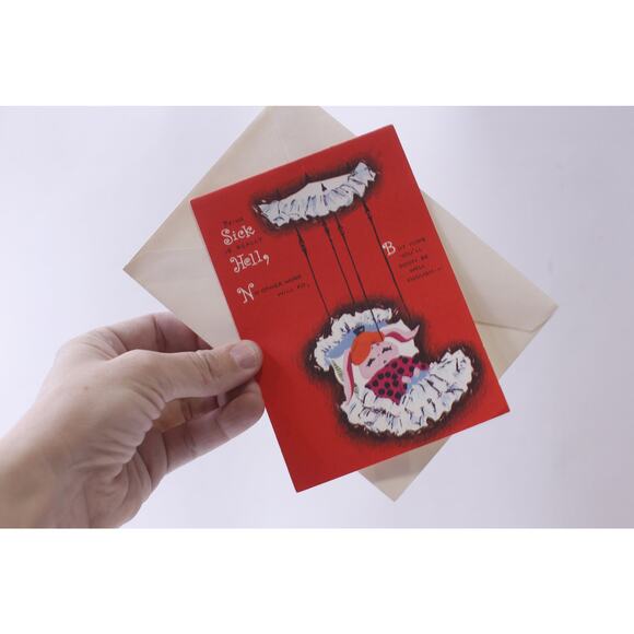 Cute Rabbit in Bed, Being Sick Is Really Hell, Get Well Greeting Card, Unused - Picture 1 of 2